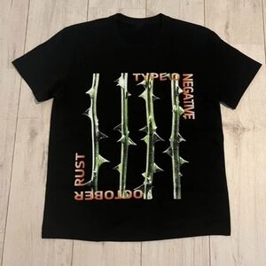 Black Graphic T-Shirt with Green and Orange Design